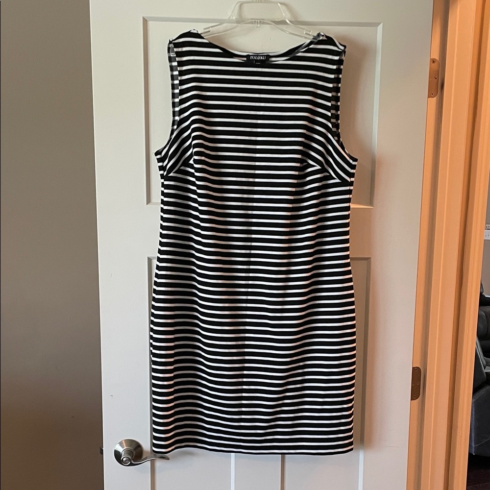 Roz & Ali Black and White Striped Midi Dress | Size 1X | Worn Twice